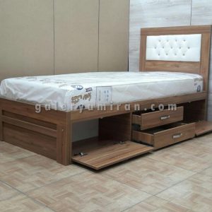 تخت دو نفره رنگ بندی چوب و لمسه
